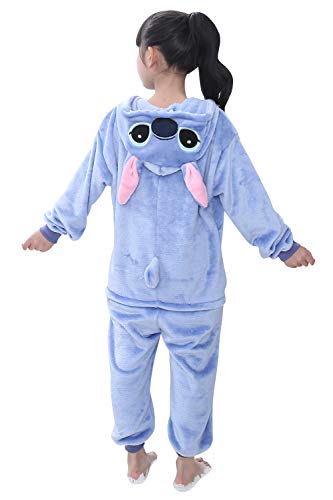 YAOMEI Niños Onesies Kigurumi Pijamas, Niña Traje Disfraz Capucha, Ropa de Dormir Halloween Cosplay Navidad Animales de Vestuario (140 para Niño Altura 130-140CM (51"-55"), Puntada)