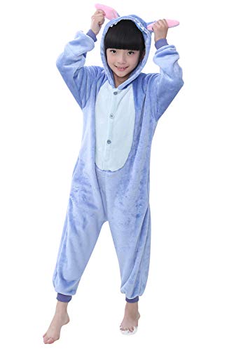 YAOMEI Niños Onesies Kigurumi Pijamas, Niña Traje Disfraz Capucha, Ropa de Dormir Halloween Cosplay Navidad Animales de Vestuario (140 para Niño Altura 130-140CM (51"-55"), Puntada)