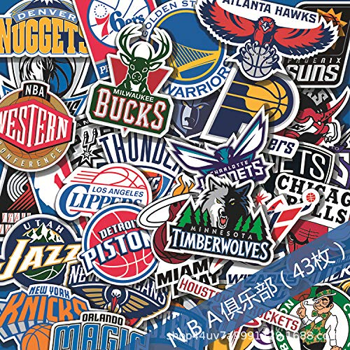 YCYY 43 NBA Club Logo Car Sticker Box Cartoon Graffiti Tide Card Suitcase Skateboard Guitar Sticker