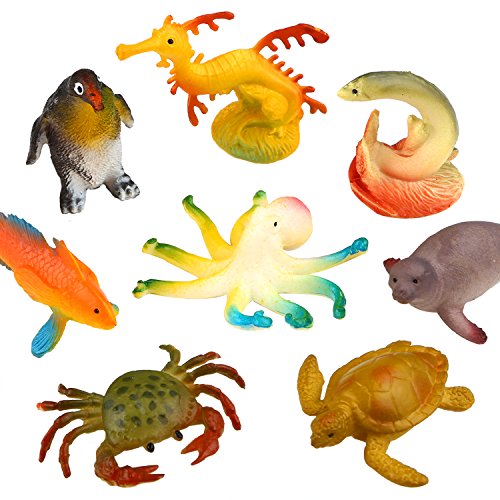 YeoNational Toys Animales de Juguete, Surtido DE 52 Mini Figuras de Animales Marinos de Plástico, Fauna Submarina Realista para Jugar en el Baño, Fiesta Educativa del Mar, Adorno de Tarta o Cupcake