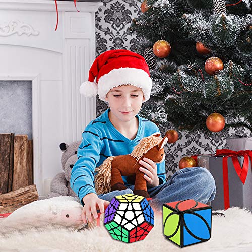 YGZN Speed Cube Set 8 Pack 2x2 3x3 4x4 Speed Cube ,Megaminx Pyramid Skewb lvy Cube Mirror Cube Smooth Speedcubing Magic Cube Puzzle for Adults and Kids, for 3x3 Cube Keychain (9 Pack)