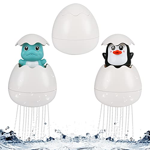 Yideng 2 juguetes de baño para bebés, huevos de dinosaurio + huevos de pingüino para incubar juguetes de baño para bebés, bola de baño de agua flotante, juguete para niños, bañera, hora del baño