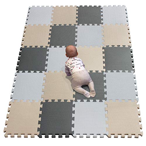 YIMINYUER Bebés Suave Silencioso Alfombra, Niños Puzzle Alfombrilla, Encajable Suelo Pad, Infantil Casita Pad Protector Acolchado Ejercicio Blanco Beige Gris R01R10R12G301020