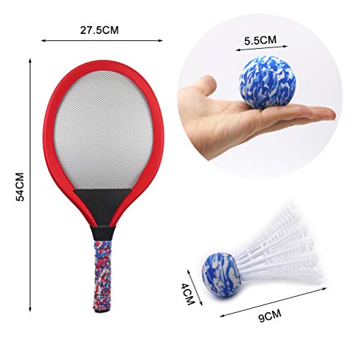 YIMORE Raquetas de Tenis Badminton Racket Set con Bolas Juguete de Deporte Playa al Aire Libre para niños 3 4 5 (Rojo)