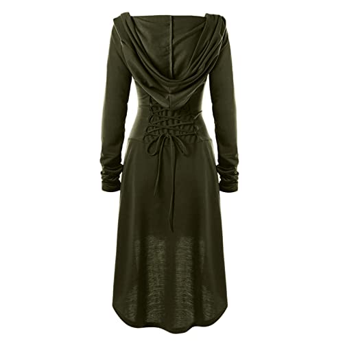 yiouyisheng Capa de mujer con capucha, estilo vintage, capa de vampiro, disfraz de cosplay, capa victoriana, para carnaval, disfraz medieval, A01 Ejército Verde, XXL