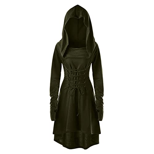 yiouyisheng Capa de mujer con capucha, estilo vintage, capa de vampiro, disfraz de cosplay, capa victoriana, para carnaval, disfraz medieval, A01 Ejército Verde, XXL