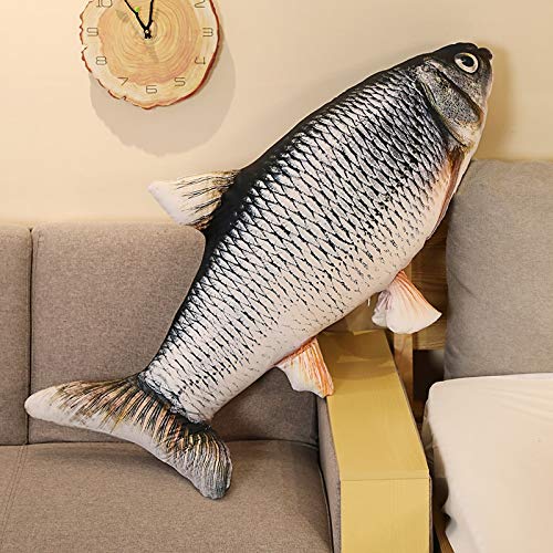 YMQKX 30-120cm Impresión simulada Peces de Felpa Carpa de Hierba Carpa roja Pez Payaso Crucian Mascotas Bebé Niños Juguete Peces Almohada para Dormir Refuerzo 120cm Carpa de Pasto