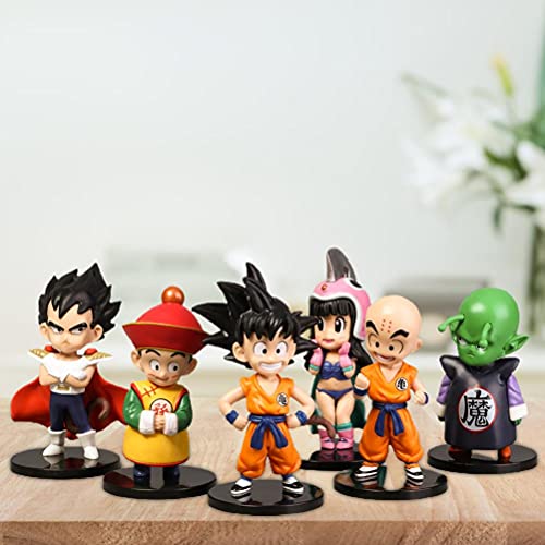 YOISMO Juego de muñecas con Figura de Dragon Ball de versión Q, 6 Piezas Hechas a Mano Goku Nendoroid Figura de acción Estatua Linda Doncella Chichi colección Figuras Juguetes de muñecas