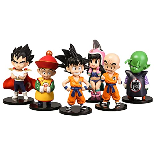 YOISMO Juego de muñecas con Figura de Dragon Ball de versión Q, 6 Piezas Hechas a Mano Goku Nendoroid Figura de acción Estatua Linda Doncella Chichi colección Figuras Juguetes de muñecas