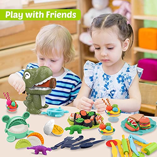 Yojoloin Herramientas Plastilina Play Dough Accesorios Niños 3 4 5 6 Años,Moldes Plastilina Manualidades Dinosaurio Extrusor Maquina de Plastilina,DIY Kitchen Creations Cortadores Set