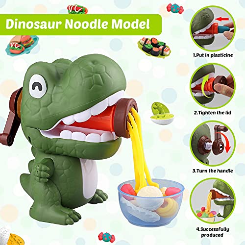 Yojoloin Herramientas Plastilina Play Dough Accesorios Niños 3 4 5 6 Años,Moldes Plastilina Manualidades Dinosaurio Extrusor Maquina de Plastilina,DIY Kitchen Creations Cortadores Set