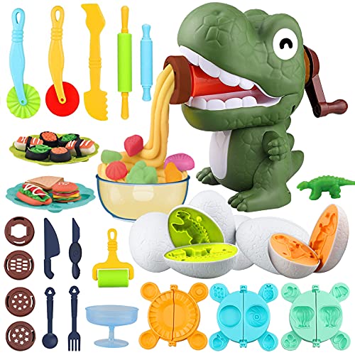 Yojoloin Herramientas Plastilina Play Dough Accesorios Niños 3 4 5 6 Años,Moldes Plastilina Manualidades Dinosaurio Extrusor Maquina de Plastilina,DIY Kitchen Creations Cortadores Set