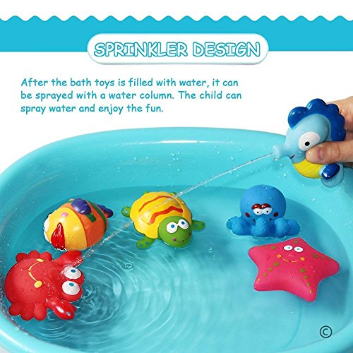 Yojoloin Juguetes de baño Peces, Estrellas de mar, caballitos de mar (6PCS), Juguetes de baño Suaves, Juguetes de baño con Criaturas Marinas, Juguetes de baño para niños