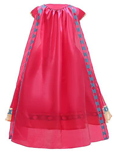 YOSICIL Disfraz Jasmine Niña, Vestido de Princesa Aladdin Jasmine con Lentejuelas, Traje Jasmine para Halloween Cosplay Navidad Fiesta Carnaval (3-8 Años), con Capa