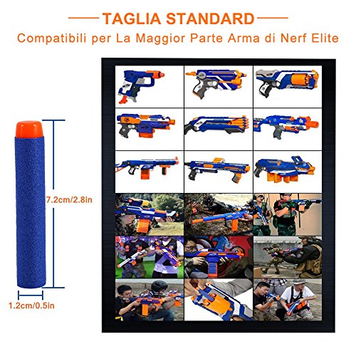 Yosoo 400pcs Espuma Suave Dardos Dardos Bala para Nerf N-Strike Elite Serie Blasters 7,2 x 1,3 cm - Azul