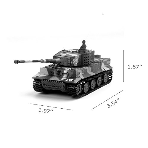 YouCute Mini RC Tank con Cable Cargador USB Control Remoto Tanque Panzer 1:72 German Tiger I con Sonido, torreta giratoria y acción de Retroceso Cuando lmanuale Italiano (Verde)