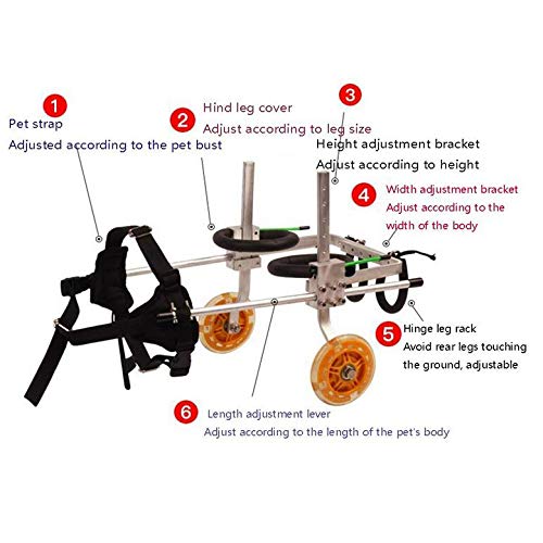 YSYW Silla De Ruedas para Mascotas Silla De Ruedas para Perros Arnés De Movilidad para Perros Silla De Ruedas con Soporte Trasero Rehabilitación De Patas Traseras Material De Aluminio 2 Ruedas,XXS