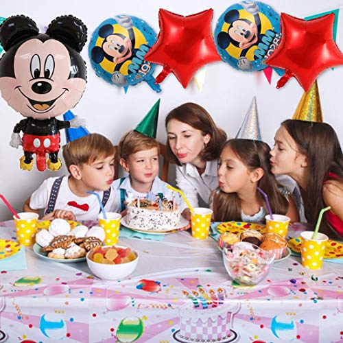 YUESEN Mickey Globos de papel de aluminio Globo de aire Globo de aire Mickey Decoración de cumpleaños para niños Globo de cumpleaños Globos de helio Juego de decoración 5PCS