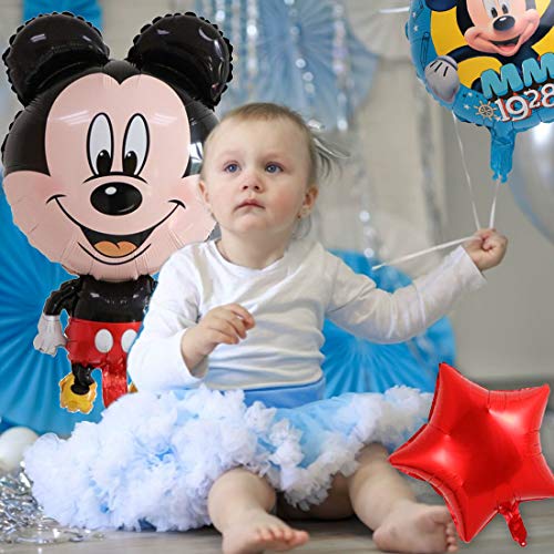 YUESEN Mickey Globos de papel de aluminio Globo de aire Globo de aire Mickey Decoración de cumpleaños para niños Globo de cumpleaños Globos de helio Juego de decoración 5PCS