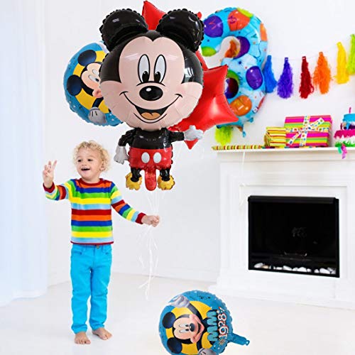 YUESEN Mickey Globos de papel de aluminio Globo de aire Globo de aire Mickey Decoración de cumpleaños para niños Globo de cumpleaños Globos de helio Juego de decoración 5PCS