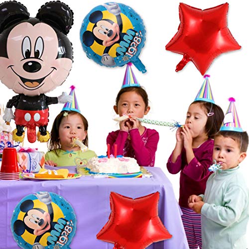 YUESEN Mickey Globos de papel de aluminio Globo de aire Globo de aire Mickey Decoración de cumpleaños para niños Globo de cumpleaños Globos de helio Juego de decoración 5PCS