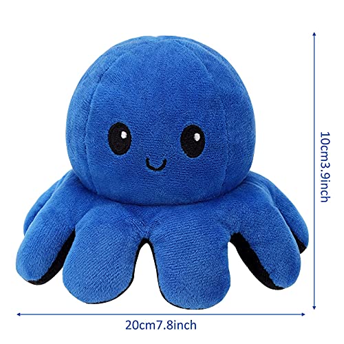 yumcute Octopus - Peluche reversible para dar la vuelta a la cabeza, para mujeres, niños y que quieren expresar su estado de ánimo (azul oscuro + negro)