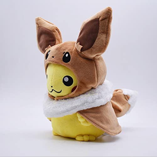 yunding 2Pcs Anime Pokemon Pikachu Cosplay Eevee Peluche de Juguete Muñecos de Peluche Suave Eevee Cosplay Pikachu Juguetes Regalo para niños 30Cm