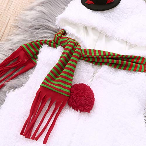 YWLINK 2PC Disfraz De Navidad para Bebé ReciéN Nacido Petos Mono De Felpa con Forma De MuñEco De Nieve Bola De Hilo Modelado+Bufanda 0-24 Meses Bebé Traje De Fiesta De Bautismo