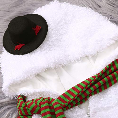 YWLINK 2PC Disfraz De Navidad para Bebé ReciéN Nacido Petos Mono De Felpa con Forma De MuñEco De Nieve Bola De Hilo Modelado+Bufanda 0-24 Meses Bebé Traje De Fiesta De Bautismo