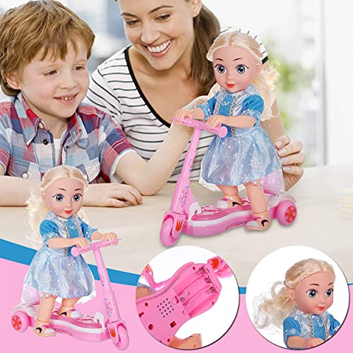 YWSM Toys for Girl-Remote Control Universal Scooter Doll,Multifunctional Children's Scooter Doll Toy with Music and Lights (Scooter)