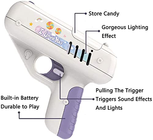 YYMM Pistola de Caramelo, Pistola de Lollipop eléctrica Clara, Arma de Juguete de Lollipop Sorprendente, Pistola de Pistola de Almacenamiento de Lollipop, para niños niño/niña, sin azúcar,A