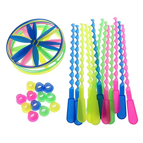 yyuezhi Juguetes de Libélula de Bambú Helicóptero de Platillo Volador Flying Disc Toys para Niños Juguete Volador de Libélula de Bambú de Plástico Regalo Ideal para Niños Colores al Azar（20 Piezas）