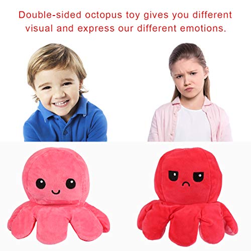 Zaloife Juguetes de Peluche de Pulpo, Octopus Peluche Reversible, Peluche Doble Cara, Reversibile Pulpo Peluche, Peluches para Niños, Regalos de Juguete para Familia Amigos