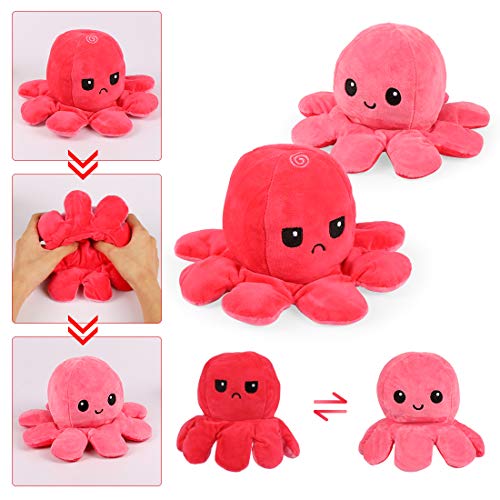 Zaloife Juguetes de Peluche de Pulpo, Octopus Peluche Reversible, Peluche Doble Cara, Reversibile Pulpo Peluche, Peluches para Niños, Regalos de Juguete para Familia Amigos