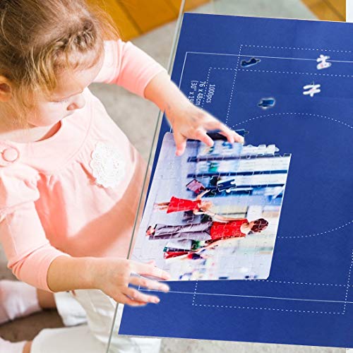 Zaloife Tapete Puzzle, Tapete para Enrollar Puzzles, Tapete para Puzzles 1500 Piezas, Puzzle Mat Azul,Estera de Rompecabezas Portátil, Puzzle Mat Roll