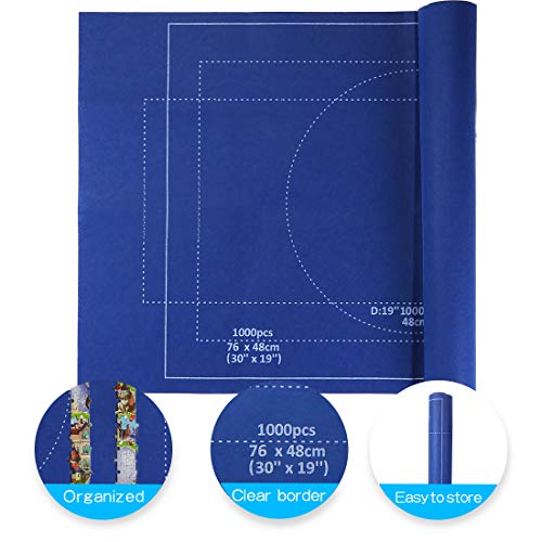 Zaloife Tapete Puzzle, Tapete para Enrollar Puzzles, Tapete para Puzzles 1500 Piezas, Puzzle Mat Azul,Estera de Rompecabezas Portátil, Puzzle Mat Roll