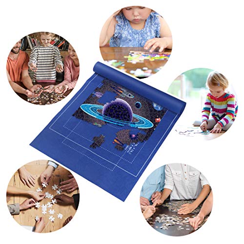 Zaloife Tapete Puzzle, Tapete para Enrollar Puzzles, Tapete para Puzzles 1500 Piezas, Puzzle Mat Azul,Estera de Rompecabezas Portátil, Puzzle Mat Roll