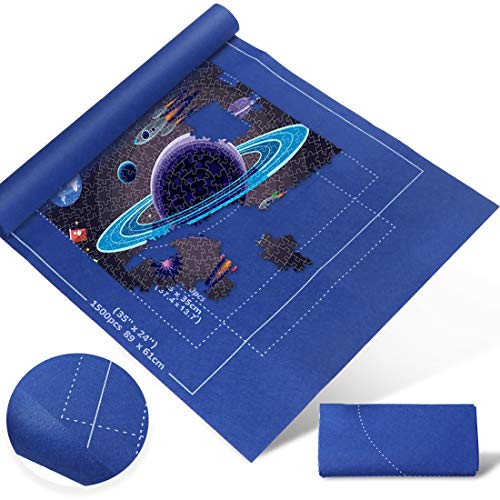 Zaloife Tapete Puzzle, Tapete para Enrollar Puzzles, Tapete para Puzzles 1500 Piezas, Puzzle Mat Azul,Estera de Rompecabezas Portátil, Puzzle Mat Roll