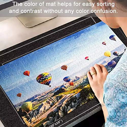 Zaloife Tapete Puzzle, Tapete para Enrollar Puzzles, Tapete para Puzzles 1500 Piezas, Puzzle Mat Negro,Estera de Rompecabezas Portátil, Puzzle Mat Roll