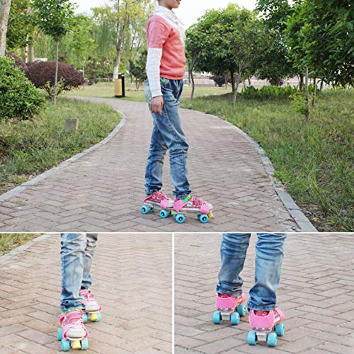 ZCRFY Patines Niña Ajustables, Patines 4 Ruedas Niño Principiante Exterior con Equipo de Proteccion,Regalos de Cumpleaños para Niños,Pink2-（25-36） Code