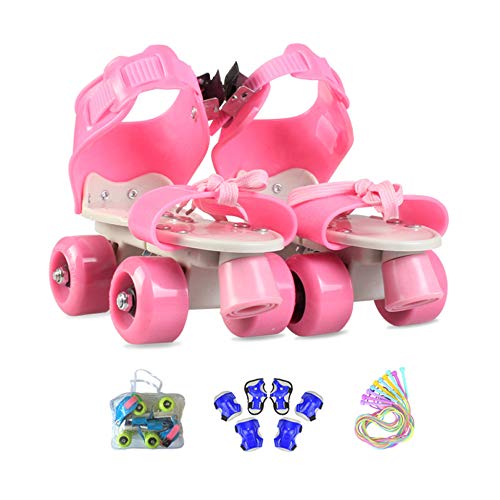 ZCRFY Patines Niña Ajustables, Patines 4 Ruedas Niño Principiante Exterior con Equipo de Proteccion,Regalos de Cumpleaños para Niños,Pink2-（25-36） Code