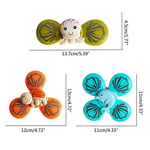 ZHINTE Bath Toys 3 uds, Juguete de baño, Juego de Agua, Spinner de Dibujos Animados, Mini giroscopio Flexible, educación temprana, bañera giratoria, Juguete de tamaño portátil para bebé