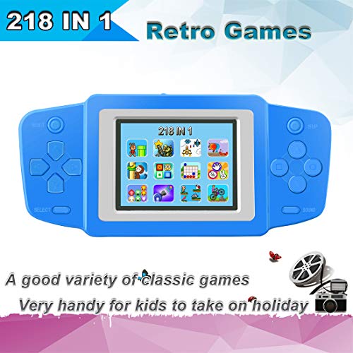 ZHISHAN Niños Consolas de Juegos de Mano Portátil Retro Handheld Game Console 2.5" LCD Pantalla con 218 Classico Nostalgia 80s Videojuegos Navidad Regalo de Cumpleaños para Chicos Y Propio (Azul)