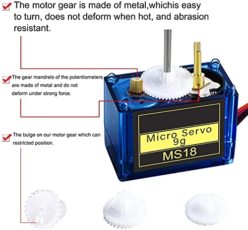 ZHITING 5Pcs SG90 9G Micro Servo Motor Kit para RC Robot Arm / Hand / Walking Helicopter Airplane Car Boat Control con Cable, Mini Servos Arduino Project