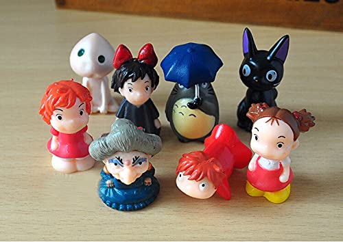 ZIYING 8pcs / Lote 5cm Hayao Miyazaki Anime Totoro Ponyo Kikis PVC Modelo de PVC Toys Totoro Figura DE ACCIÓN Juguetes