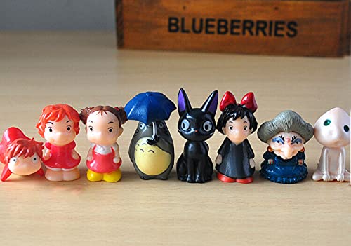 ZIYING 8pcs / Lote 5cm Hayao Miyazaki Anime Totoro Ponyo Kikis PVC Modelo de PVC Toys Totoro Figura DE ACCIÓN Juguetes