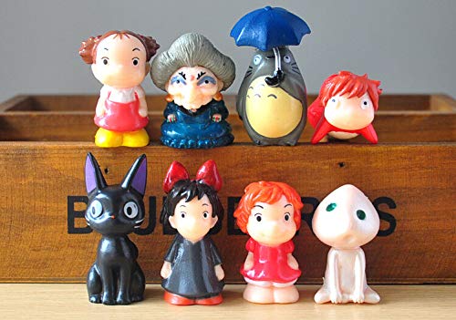 ZIYING 8pcs / Lote 5cm Hayao Miyazaki Anime Totoro Ponyo Kikis PVC Modelo de PVC Toys Totoro Figura DE ACCIÓN Juguetes