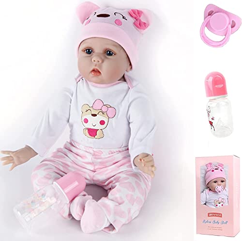 ZIYIUI DOLL 22 Pulgadas 55 cm Realista Reborn Babys Muñecas Chica Suave Juguetes de Silicona Realista Recién Nacido Niño Bebé Muñeca de Regalo para Edades 3+