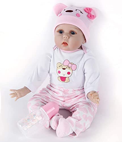 ZIYIUI DOLL 22 Pulgadas 55 cm Realista Reborn Babys Muñecas Chica Suave Juguetes de Silicona Realista Recién Nacido Niño Bebé Muñeca de Regalo para Edades 3+