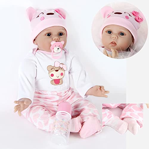 ZIYIUI DOLL 22 Pulgadas 55 cm Realista Reborn Babys Muñecas Chica Suave Juguetes de Silicona Realista Recién Nacido Niño Bebé Muñeca de Regalo para Edades 3+